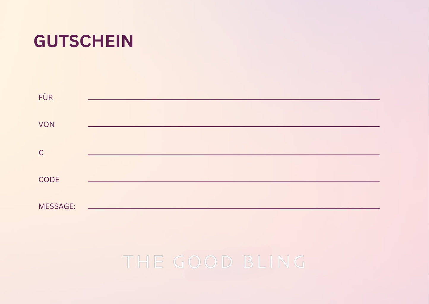 The Good Bling Geschenkegutschein - Schmuck aus recyceltem Gold mit Labordiamanten - The Good Bling Berlin
