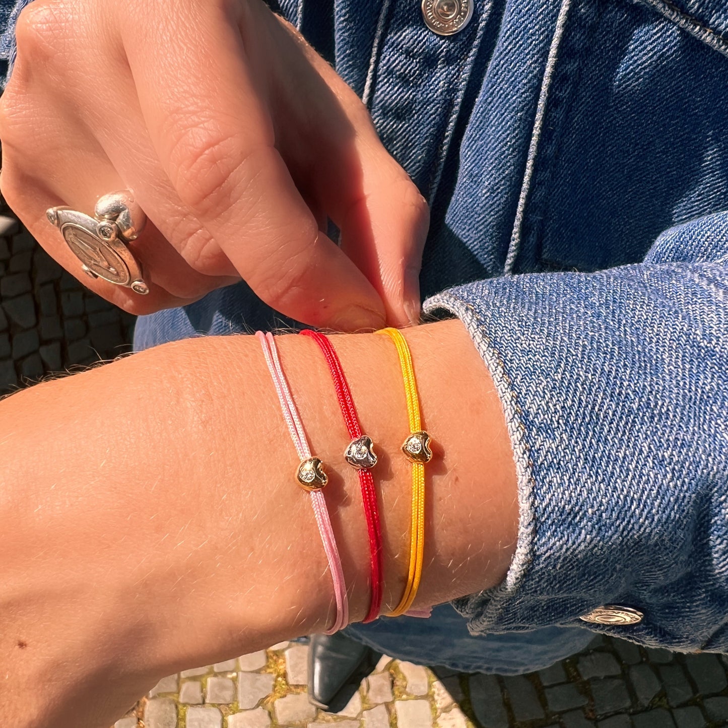 Luv Big Armband mit Herz-Anhänger - Schmuck aus recyceltem Gold mit Labordiamanten - The Good Bling Berlin