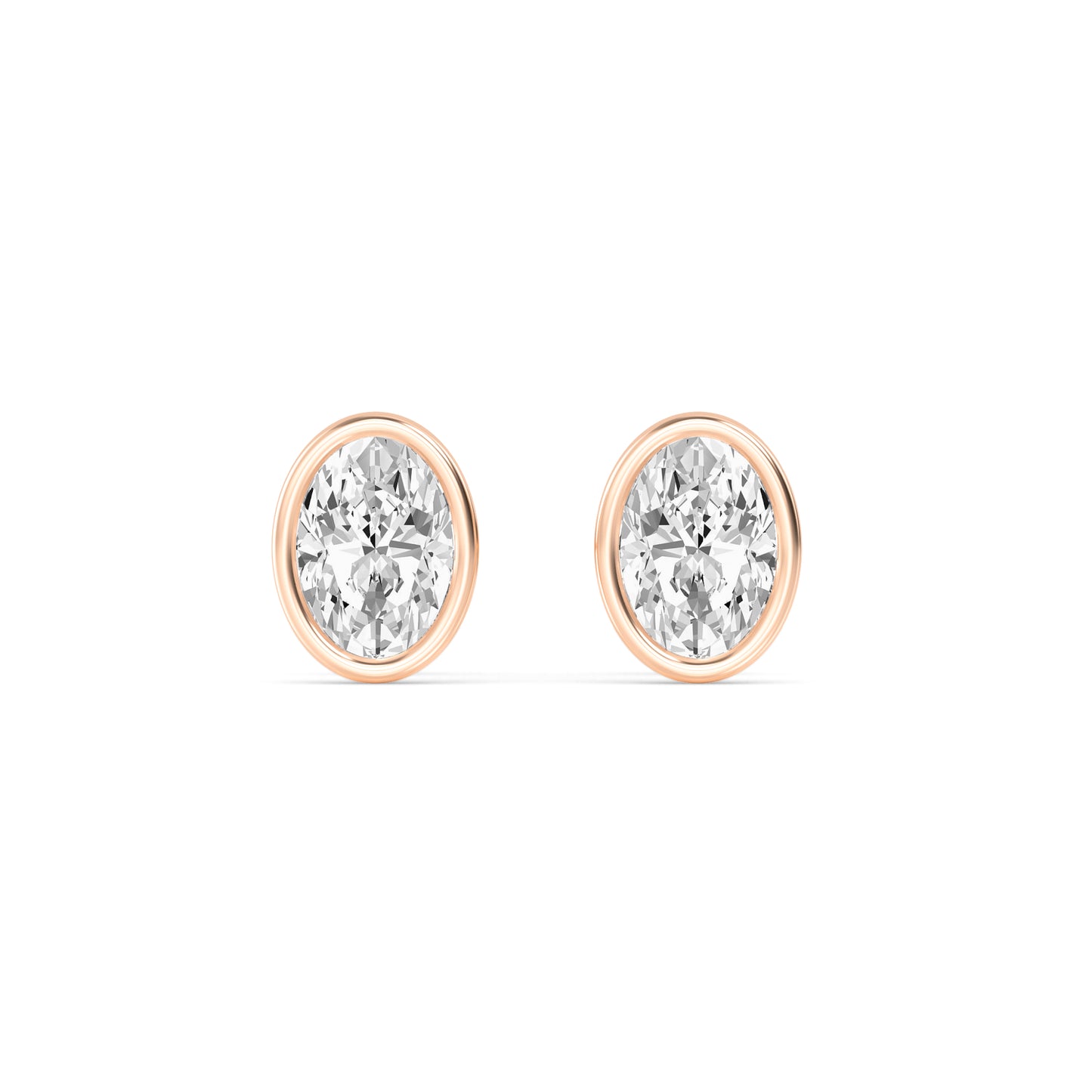 Ohrstecker Lotta mit ovalen Stein aus Labor Diamanten und recyceltem Roségold