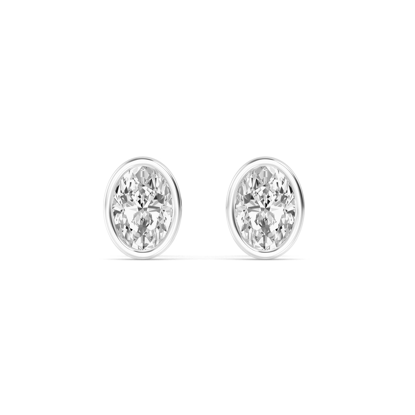 Ohrstecker Lotta mit ovalen Stein aus Labor Diamanten und recyceltem Weißgold