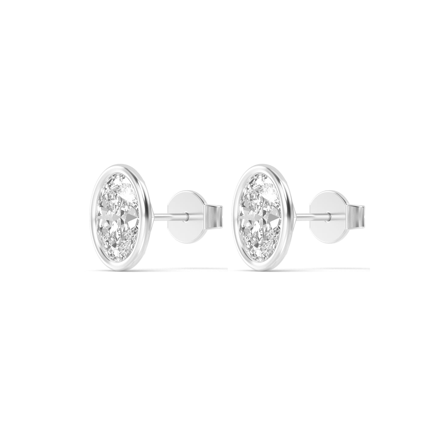Ohrstecker Lotta mit ovalen Stein aus Labor Diamanten und recyceltem Weißgold