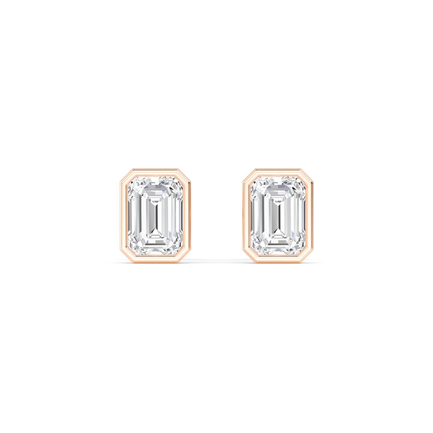 Ohrstecker Karla mit Radiant Schliff aus Labor Diamanten und recyceltem Roségold.