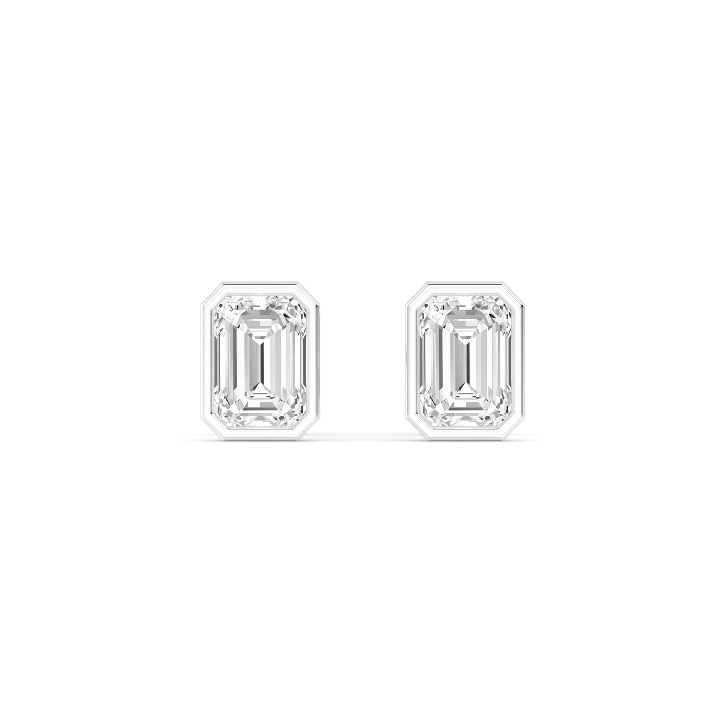 Ohrstecker Karla mit Radiant Schliff aus Labor Diamanten und recyceltem Weißgold.