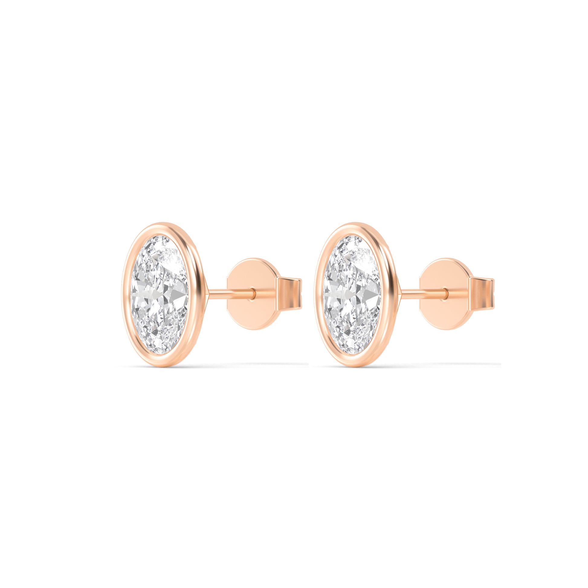 Ohrstecker Lotta mit ovalen Stein aus Labor Diamanten und recyceltem Roségold 