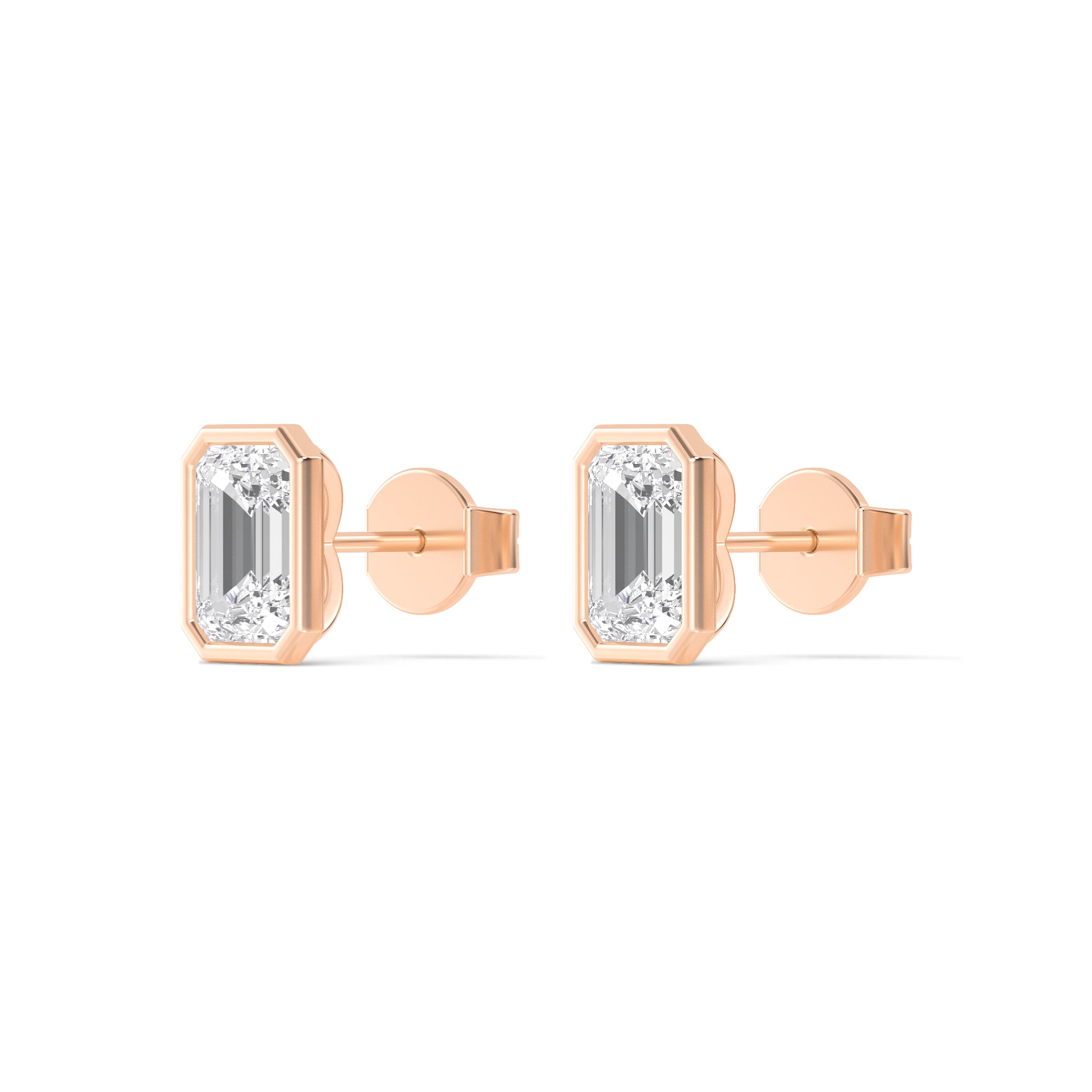 Ohrstecker Karla mit Radiant Schliff aus Labor Diamanten und recyceltem Roségold.
