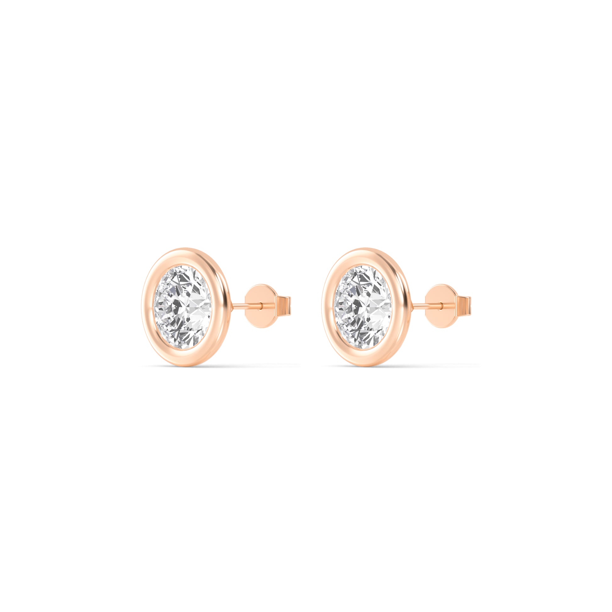Ohrstecker Smilla mit Brillant aus Labor Diamanten und recyceltem Roségold Seitenansicht